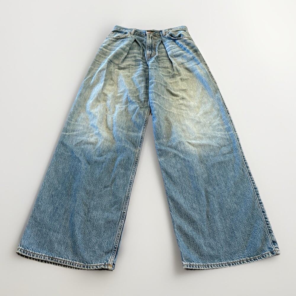 Haikure Womens Blue Candy Blue Tencel Wide Leg Baggy Jeans Size 26 Made In Italy